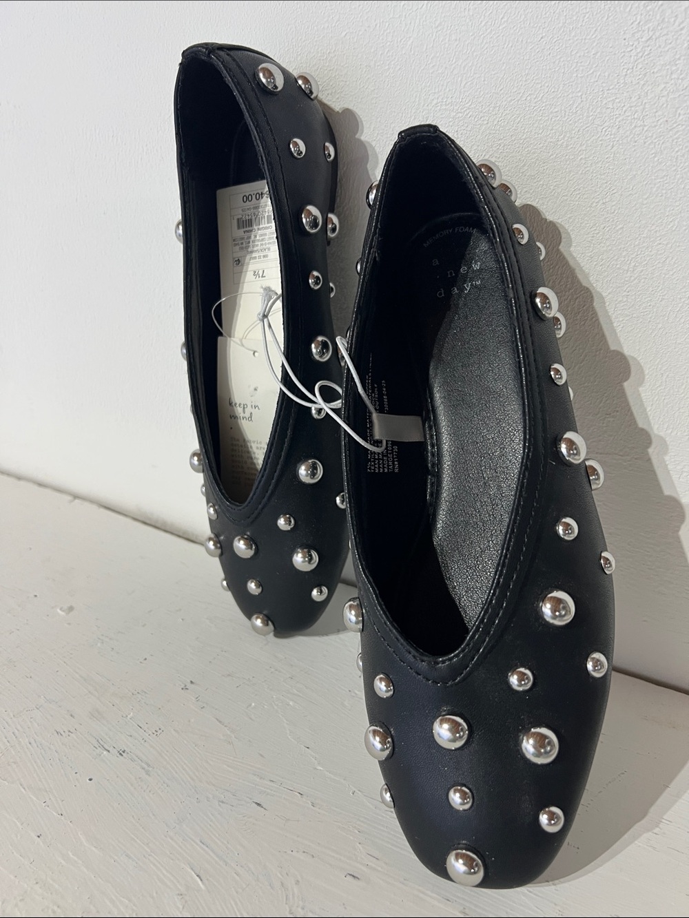 A new day Studded Black Ballet Flats